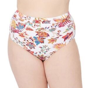 Lauren Ralph Lauren Plus Size Jacobean Floral Shirred High Waist Swim Bottoms